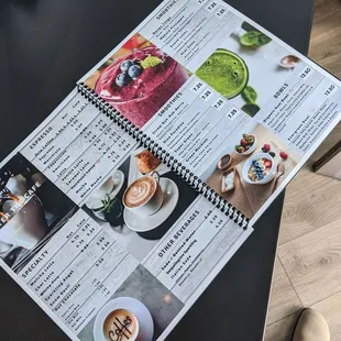 a menu for a coffee shop