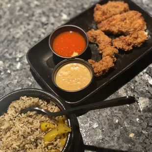 Thai fried rice and catfish nuggets