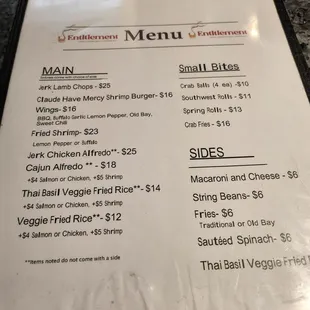 Food menu