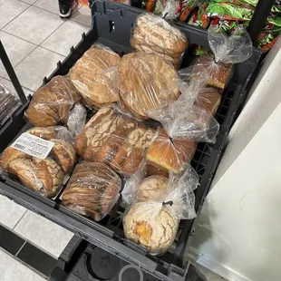 a cart full of bread