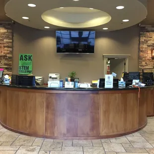 Front Desk-ask about regenerative medicine lectures to prevent surgery.