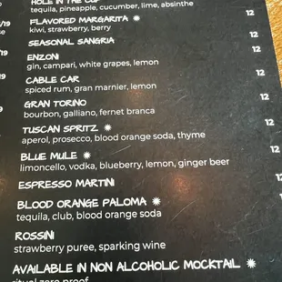 Drink Menu