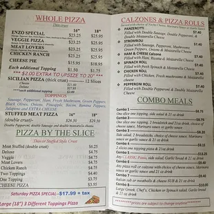 Pizzas and meals