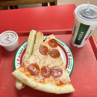 One topping pizza and 2 breadsticks combo