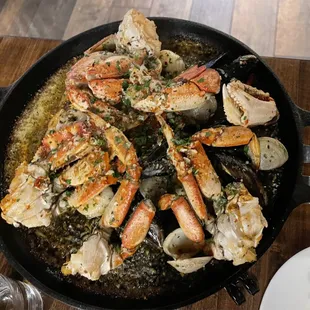 The highlight dish of the night! Dungeness crab seafood hot skillet