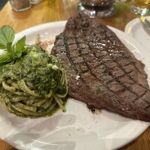 Pesto Pasta with Steak