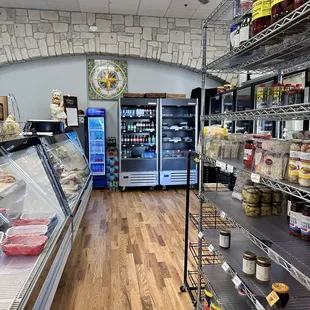 the inside of a deli