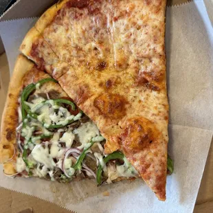 Cheese pizza and Family Pizza Slice