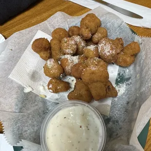 Fried mushrooms with ranch