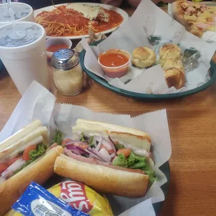 a table full of food