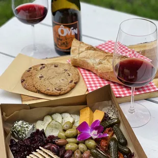 Picnic boxes available for an afternoon at Lake Eola! Just cheese, cheese &amp; charcuterie, or all-vegan!