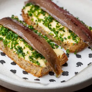 Anchovy Toast: Egg Butter, Anchovy, Chives &amp; Toasted Sourdough