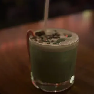Grasshopper tasting mint drink