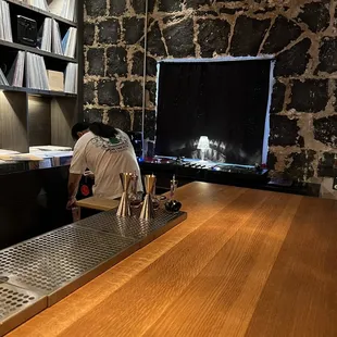 DJ/record player at the bar