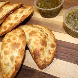 a variety of foods on a cutting board