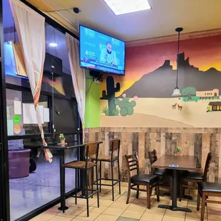 a view of the dining area