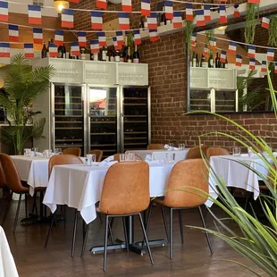 Festive seating inside