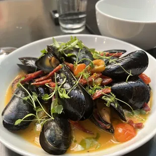 PEI Mussels, Coconut, Chorizo, Tomato, Potato