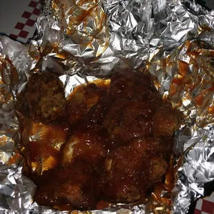 Boneless buffalo wings with Honey BBQ sauce