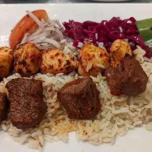 Filet mignon and chicken kebab combo