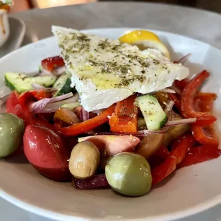 Greek Village salad - nice big slice of feta on top!