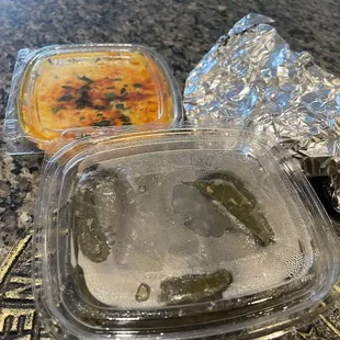 Stuffed Grape Leaves and Hummus