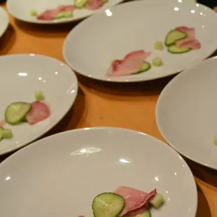 Hamachi with Gin Cured Cucumbers
