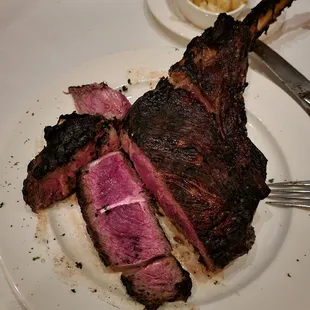 Mid rare tomahawk ribeye