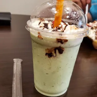 Mint chocolate chip shake.  There must have been 50 small chocolate mints at the bottom of this shake.