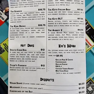 Menu backside