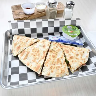 a plate of quesadillas