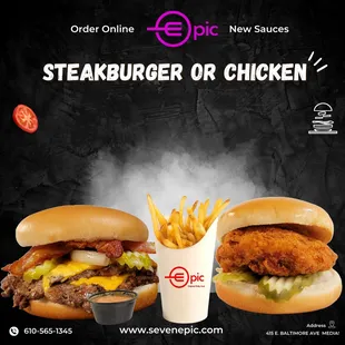 Steakburger OR Chicken Sandwiches and Combos