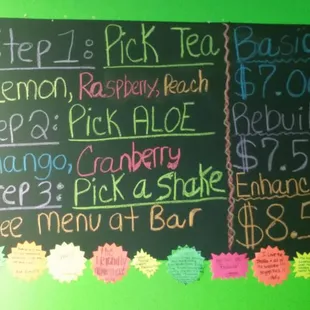 Chalk board ordering directions and options