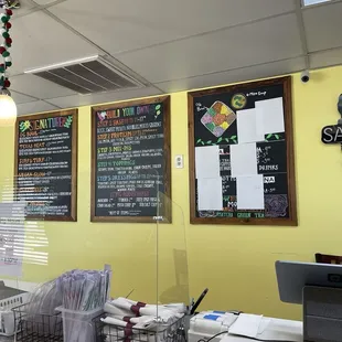 Menu and cash register