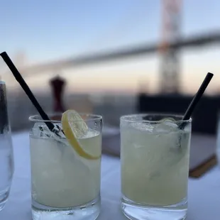 Moscow Mule (I know no copper mugs but it's good), and a lime margarita