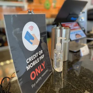 a credit or mobile pay only sign