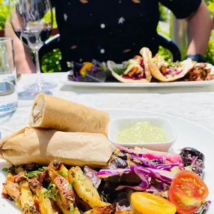 Samak Salmon (far) and Shawarma