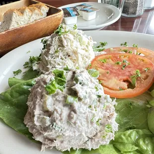 River Oaks combo salad. Chicken and tuna salad with avocado