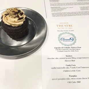 Snickers cupcake... Delicious!  Also, menu and recipes.