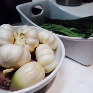 Lots of fresh herbs and ingredients to dress up our creations.