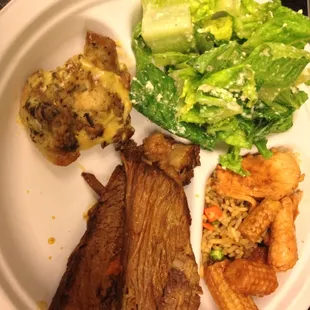 Salad, brisket, and Chinese... a well rounded dinner!