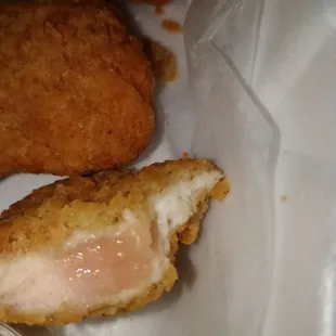 Raw chicken that my daughter was eating.  Don&apos;t eat at this place.