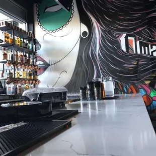 The bar, beautiful mural