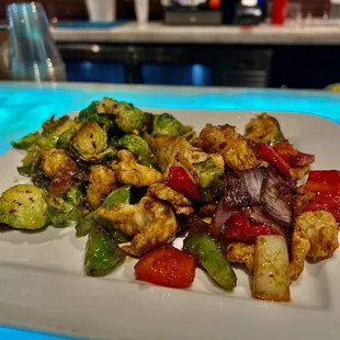 Kung Pow Chicken and Brussel Sprouts