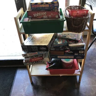 a cart full of books