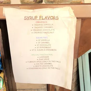 syrup flavors