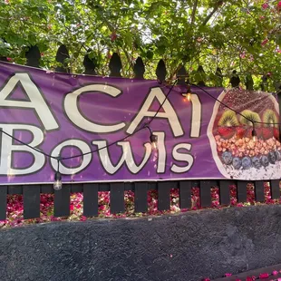 Acai Bowl signage at outside dining area