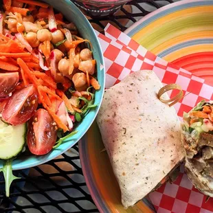 Gyro wrap and chickpea salad