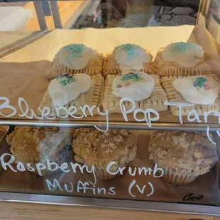 Blueberry pop tart and raspberry cumb muffin