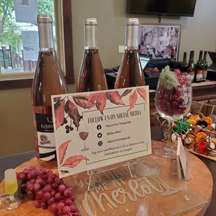 a variety of wines and snacks